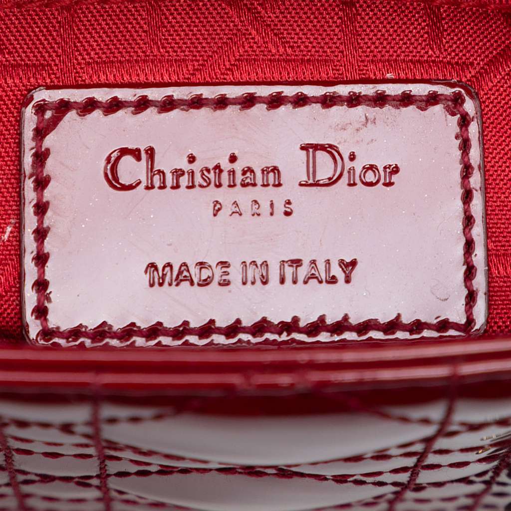 Dior Mini Patent Cannage Lady Dior Red Leather Good condition - Box View