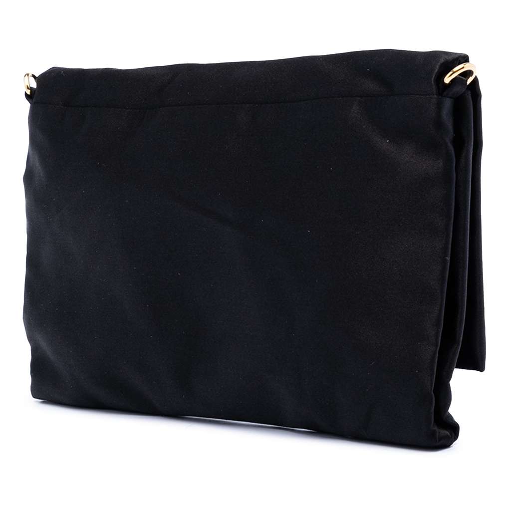 Prada Satin Raso Flap Crossbody Black Satin Good condition - Back View