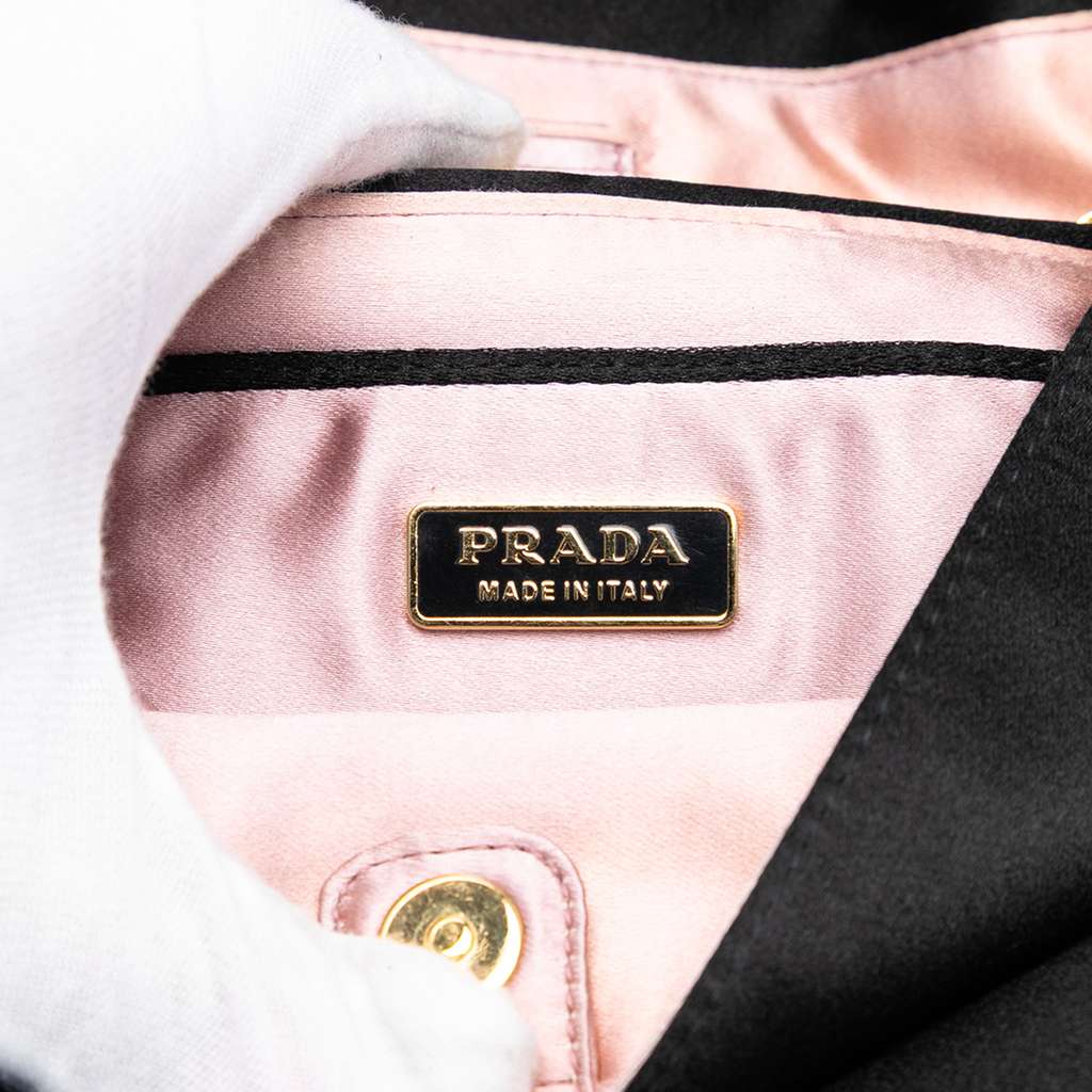 Prada Satin Raso Flap Crossbody Black Satin Good condition - Box View