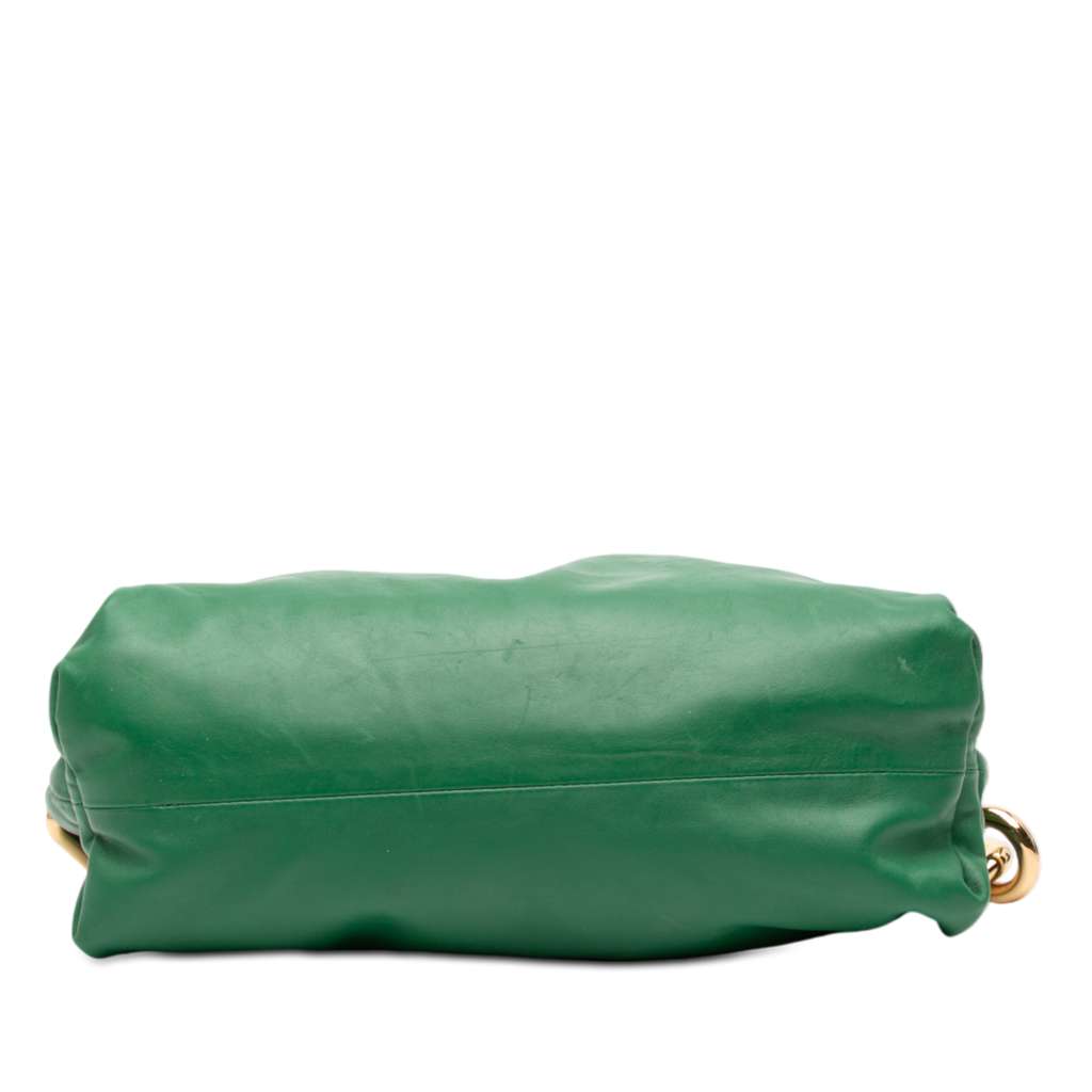 Bottega Veneta Lambskin Chain Pouch Green Leather Good condition - Inside View