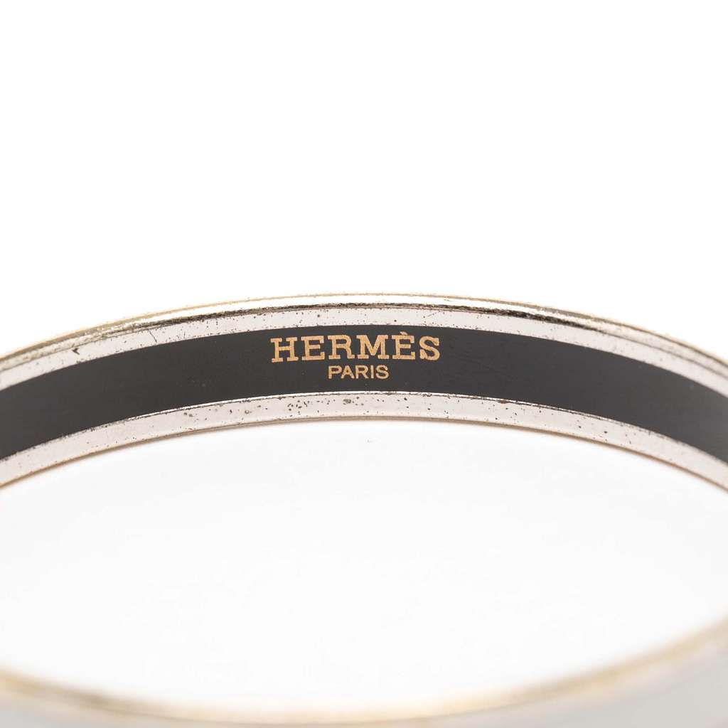 Hermès Narrow Caleche Enamel Bangle 70 White Good condition - Box View