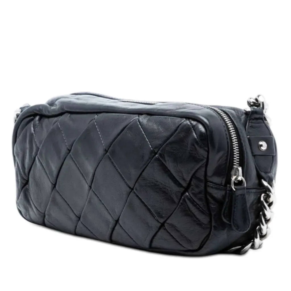 Chanel Quilted Lambskin Chain Shoulder Bag Black Leather Very good - Back View