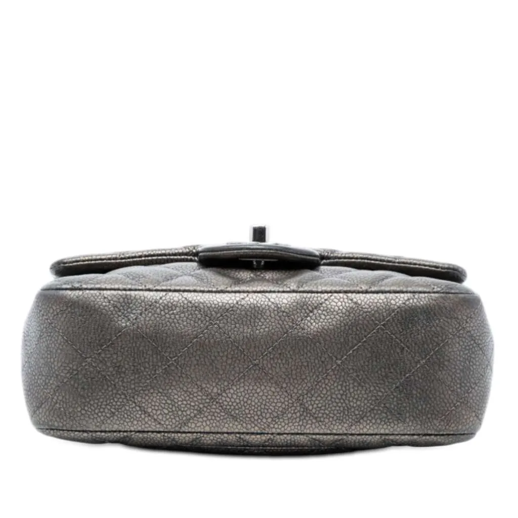 Chanel Mini Rectangular Classic Metallic Caviar Single Flap Grey Leather Very good - Inside View