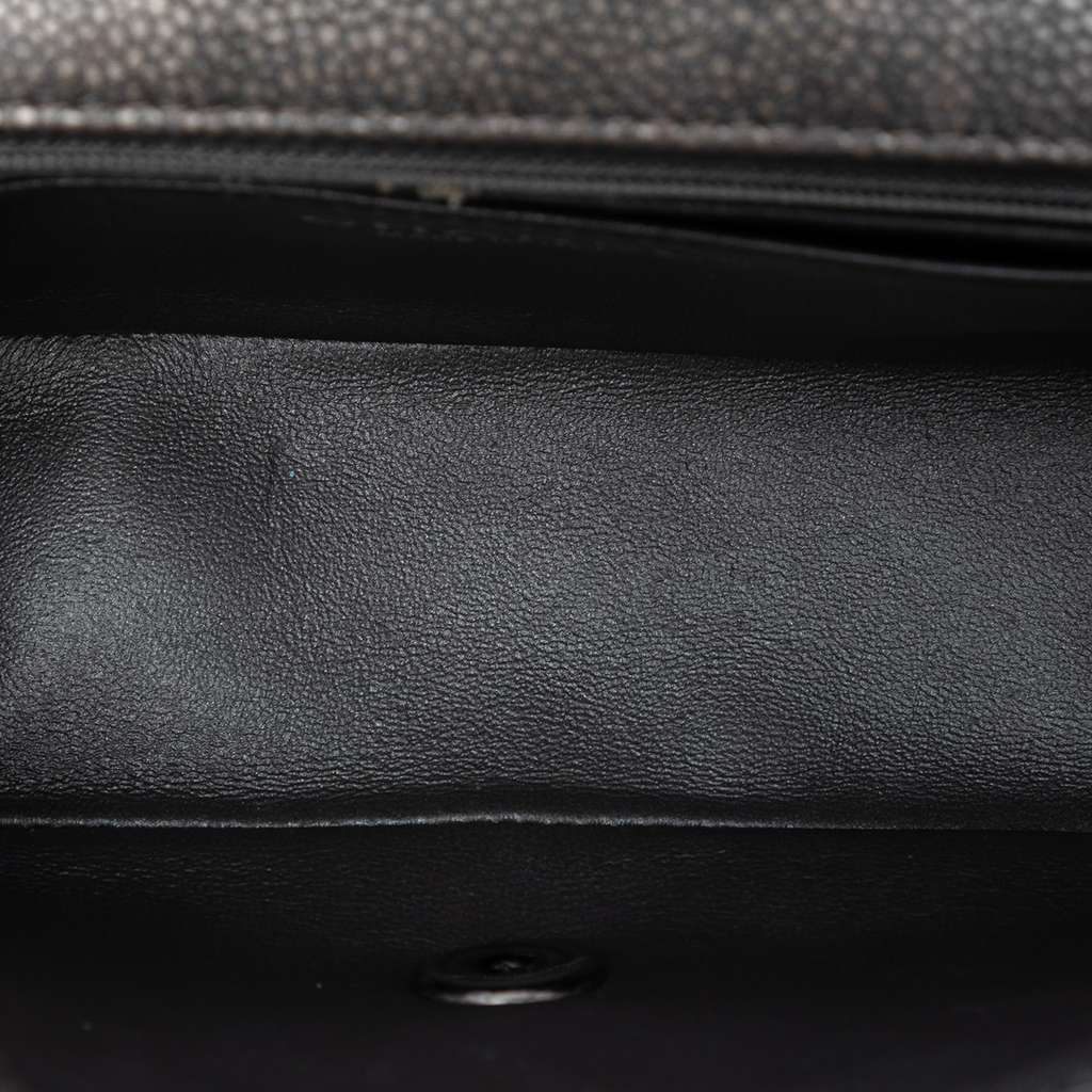 Chanel Mini Rectangular Classic Metallic Caviar Single Flap Grey Leather Good condition - Model View