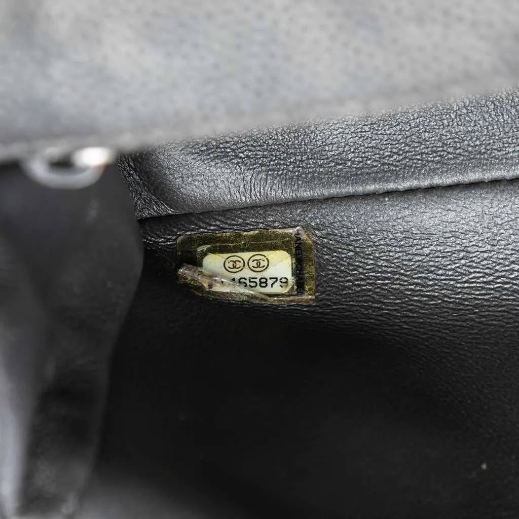 Chanel Mini Rectangular Classic Metallic Caviar Single Flap Grey Leather Very good - Box View