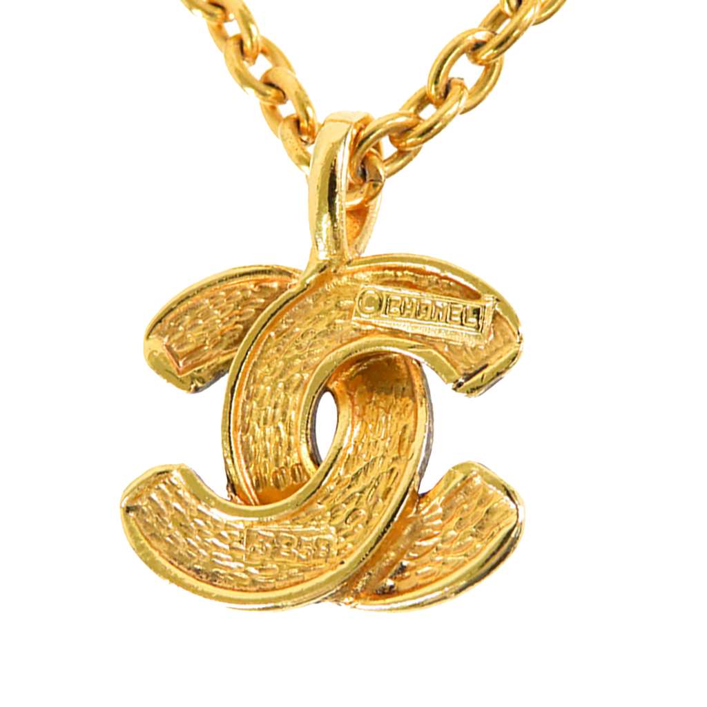 Chanel CC Quilted Gold Plated Pendant Necklace Gold Metal Good condition - Inside View