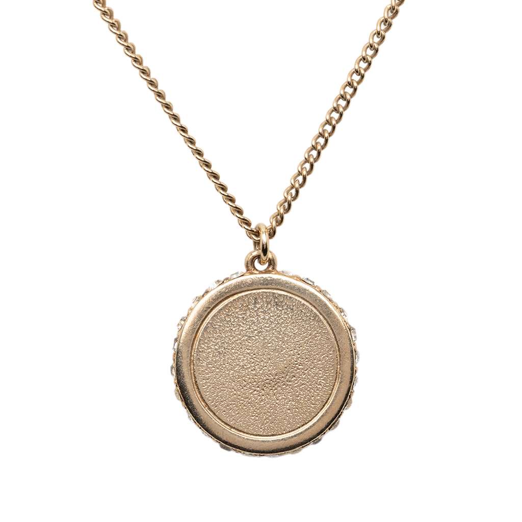 Chanel CC Gold Plated Resin Strass Dome Pendant Necklace Pink Metal Good condition - Inside View