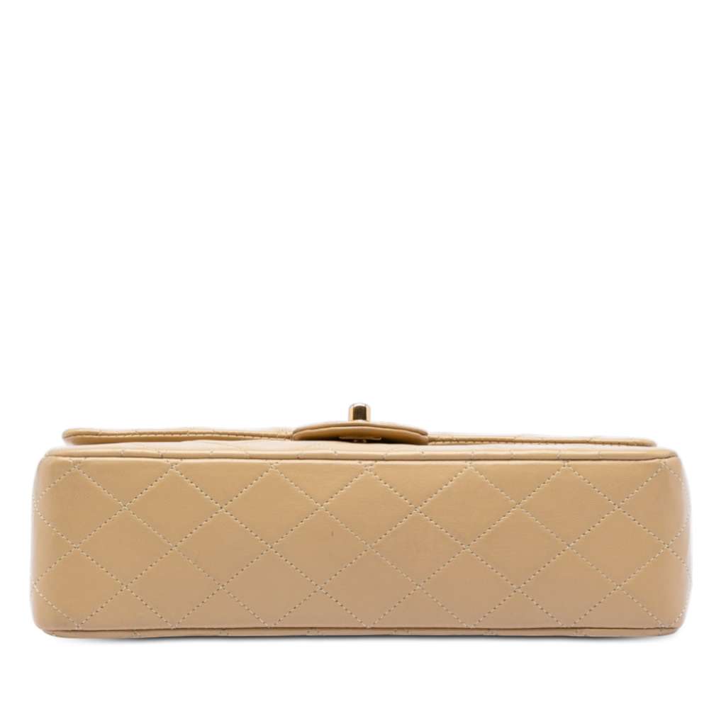 Chanel Medium Classic Lambskin Double Flap Beige Leather Good condition - Inside View