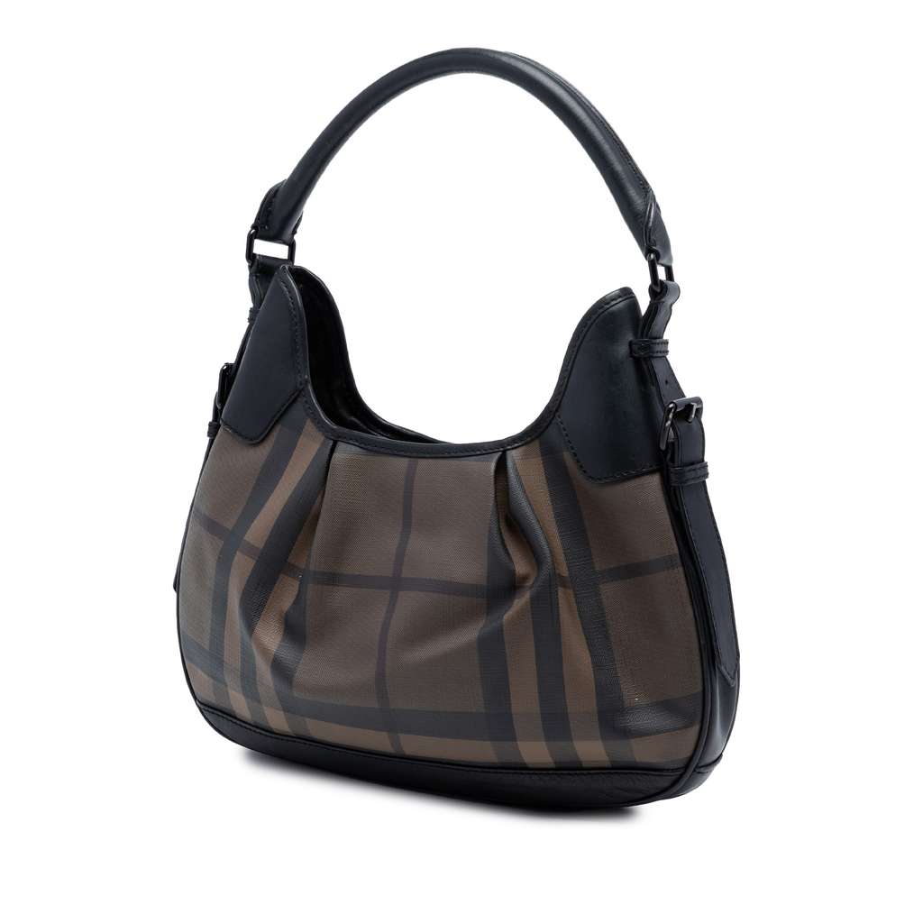 Burberry Smoked Check Coated Canvas Brooklyn Hobo Brown Canvas Good condition - Back View
