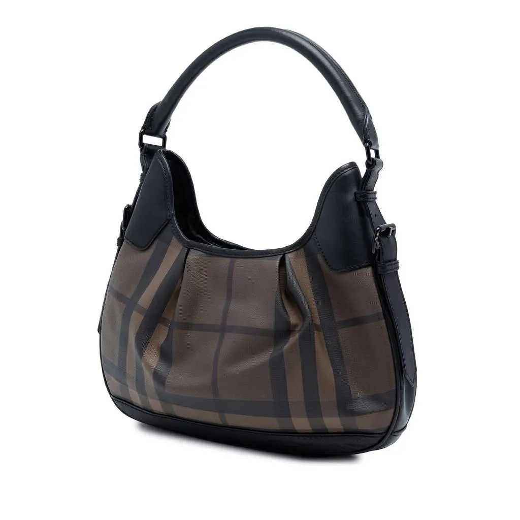 Burberry Smoked Check Coated Canvas Brooklyn Hobo Brown Canvas Very good - Back View