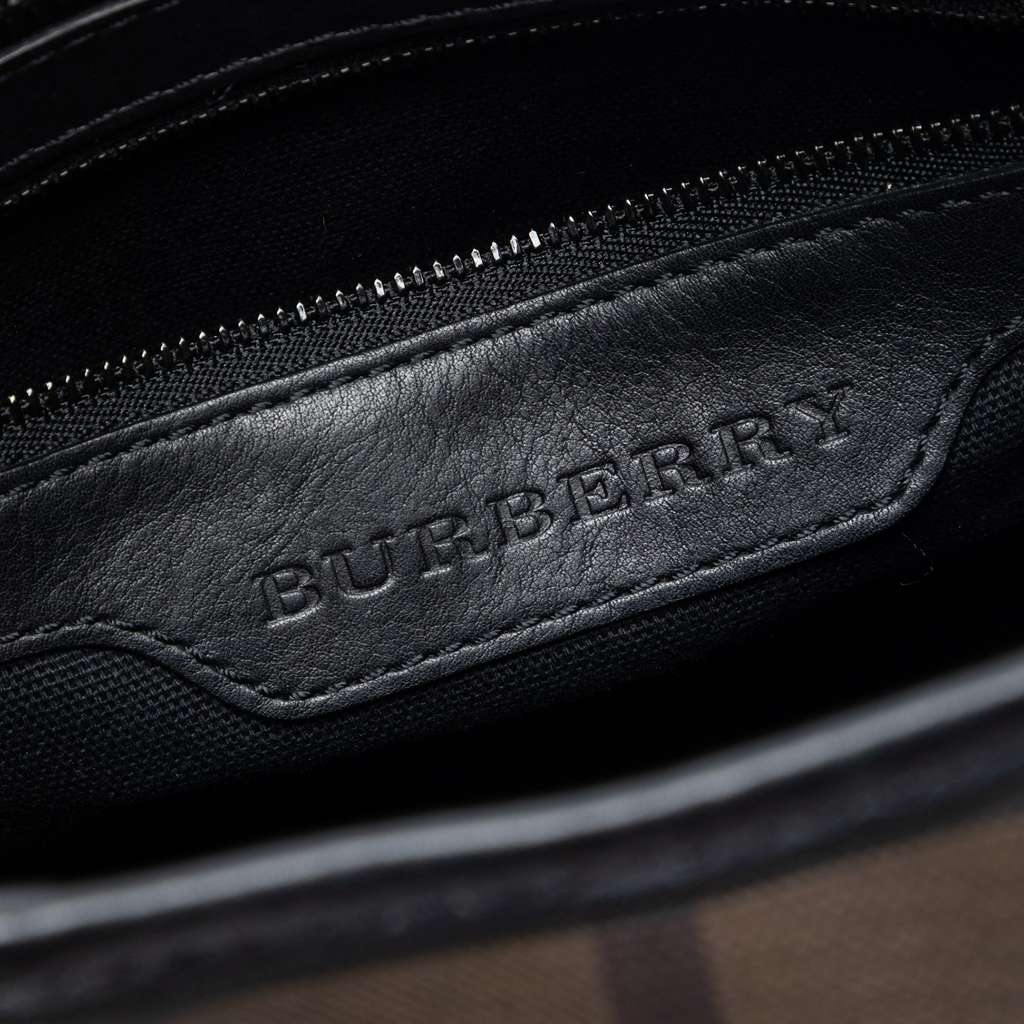 Burberry Smoked Check Coated Canvas Brooklyn Hobo Brown Canvas Good condition - Box View