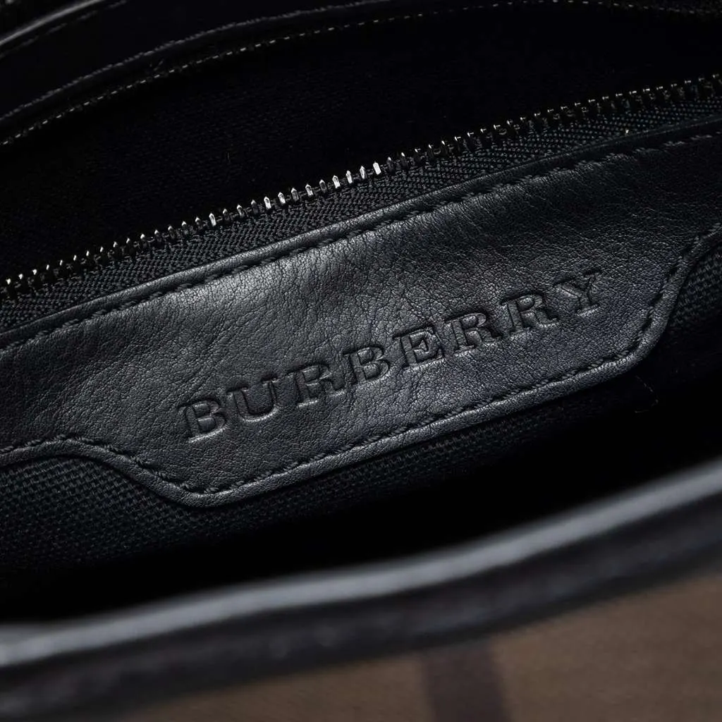 Burberry Smoked Check Coated Canvas Brooklyn Hobo Brown Canvas Very good - Box View