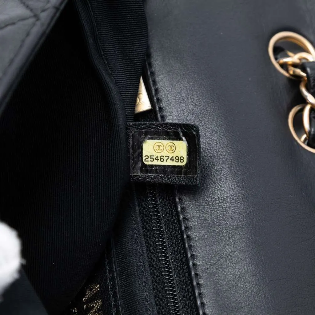 Chanel Quilted Lambskin Braided Saddle Flap Black Leather Very good - Box View