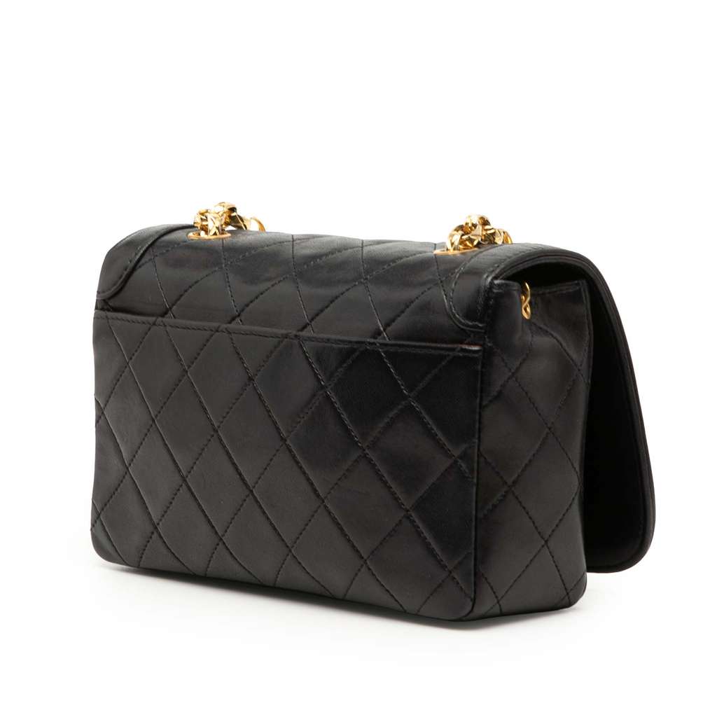 Chanel CC Quilted Lambskin Bijoux Chain Curved Full Flap Black Leather Good condition - Back View