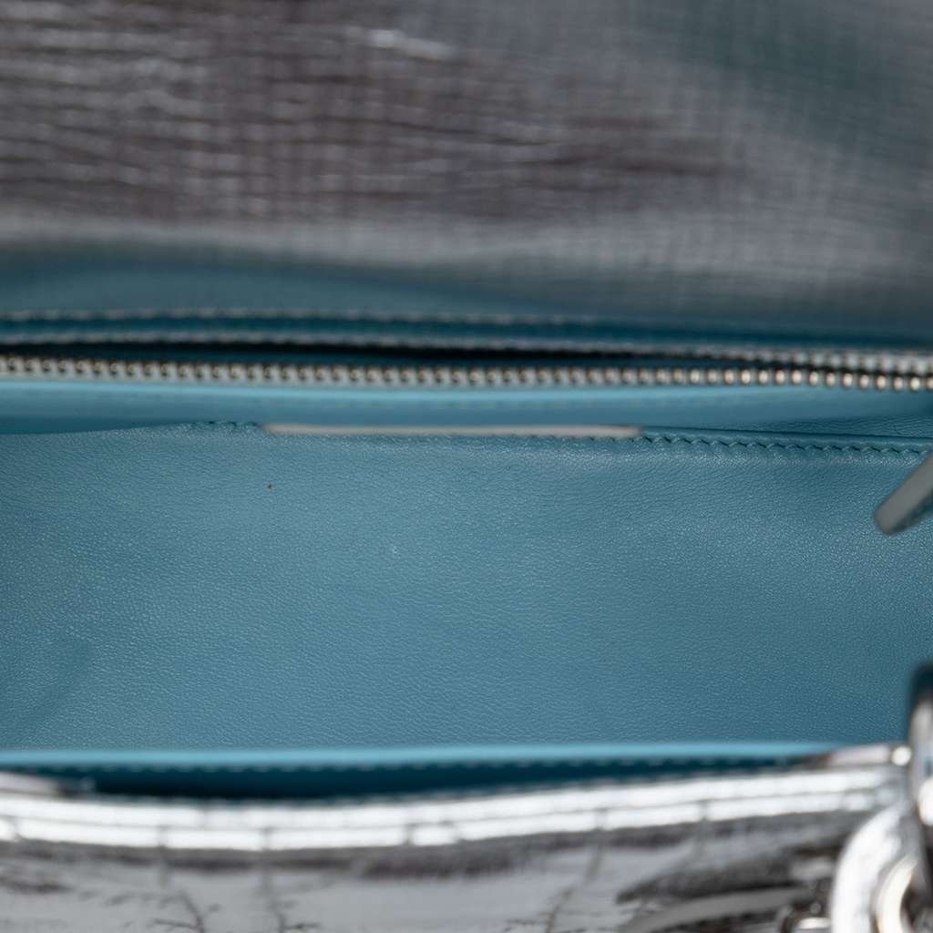 Dior Small Metallic Grained Calfskin Cannage My ABCDior Lady Dior Silver Leather Good condition - Model View
