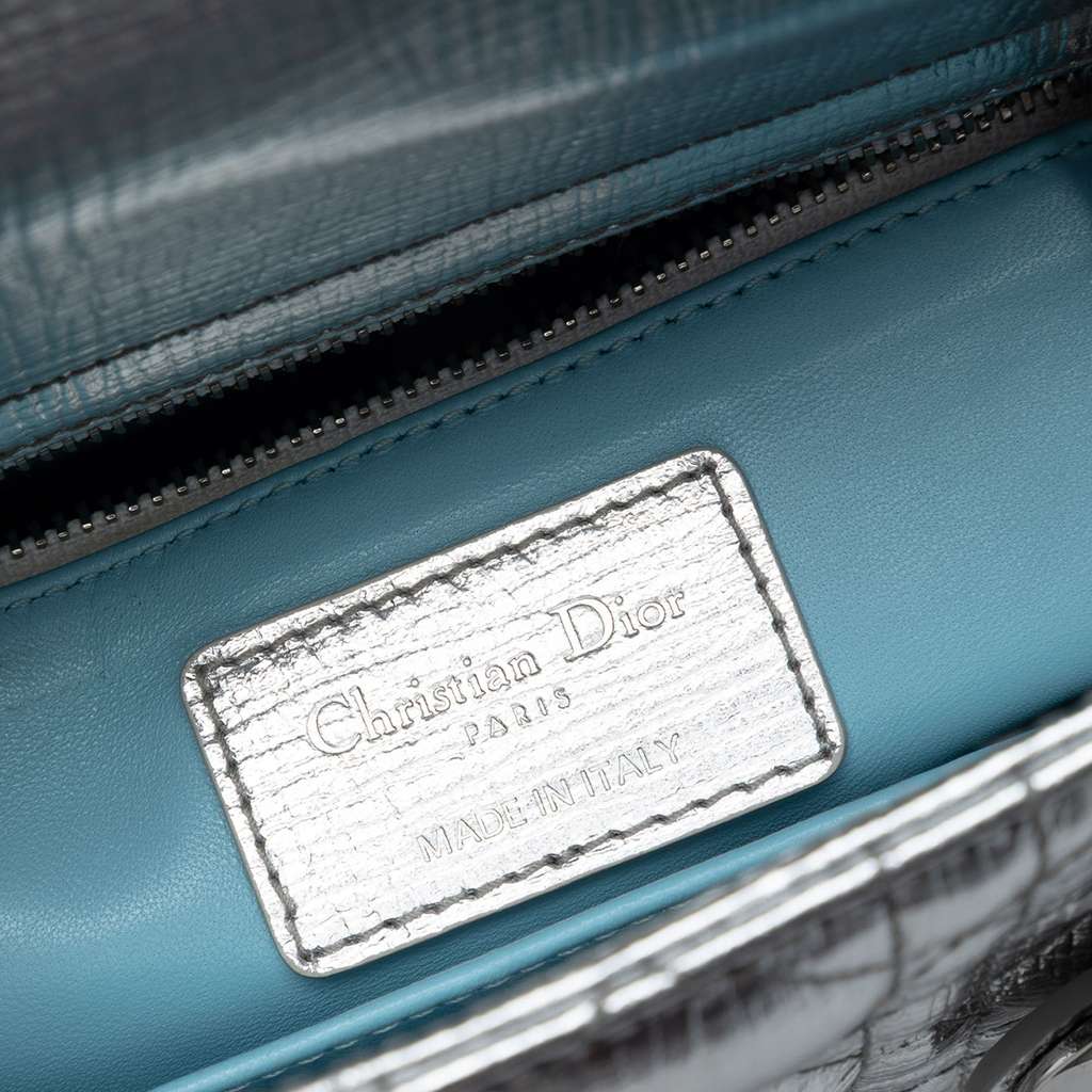 Dior Small Metallic Grained Calfskin Cannage My ABCDior Lady Dior Silver Leather Good condition - Box View