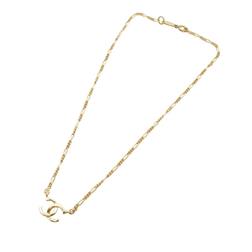 Chanel CC Gold Plated Pendant Necklace