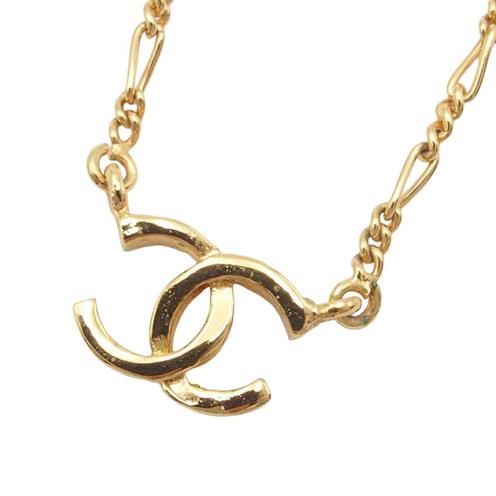 Chanel CC Gold Plated Pendant Necklace Gold Metal Good condition - Back View