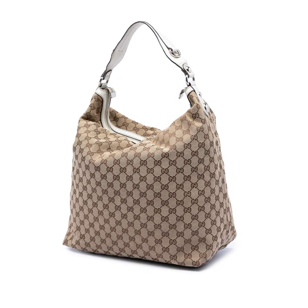 Gucci Large GG Canvas Icon Bit Hobo Beige Canvas Good condition - Back View