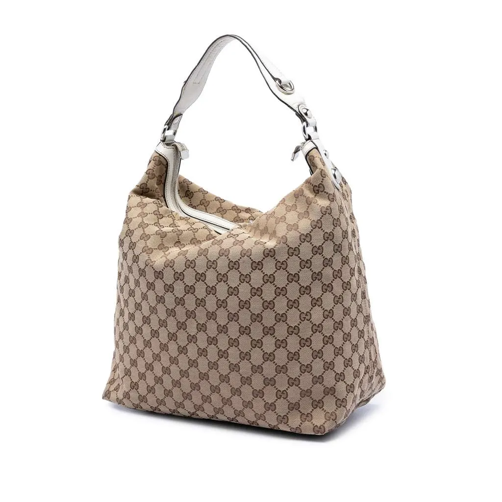 Gucci Large GG Canvas Icon Bit Hobo Beige Canvas Very good - Back View