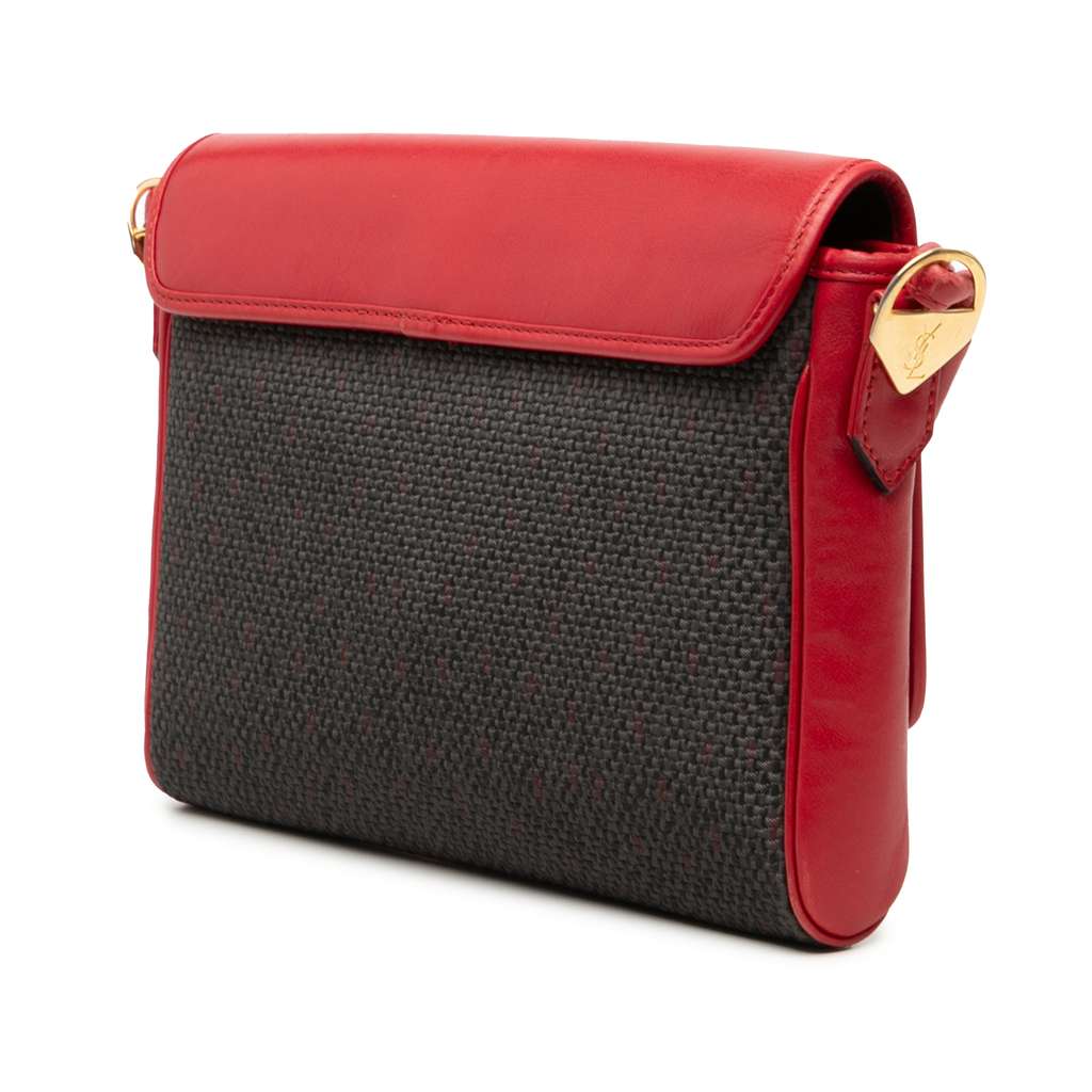 Saint Laurent Coated Canvas Envelope Crossbody Grey Canvas Good condition - Back View