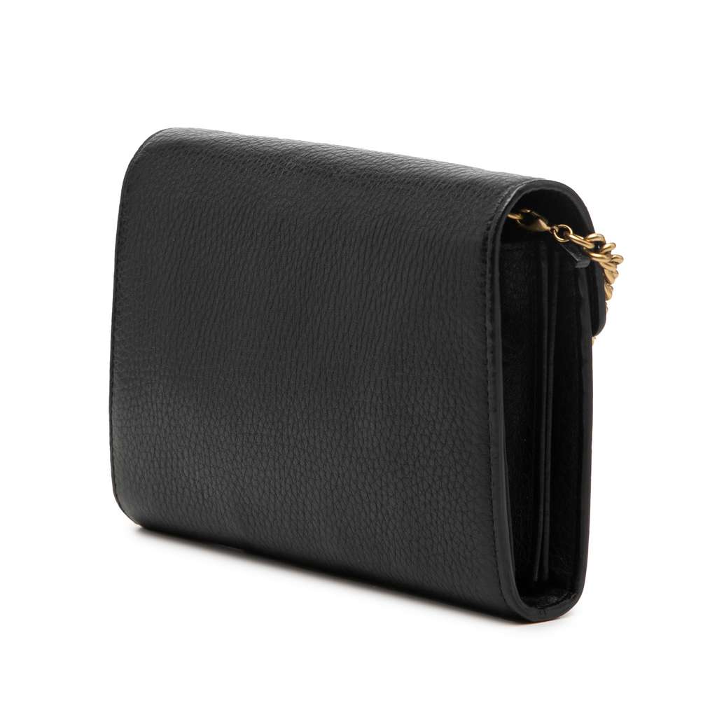 Gucci GG Marmont Leather Wallet on Chain Black Leather Good condition - Back View