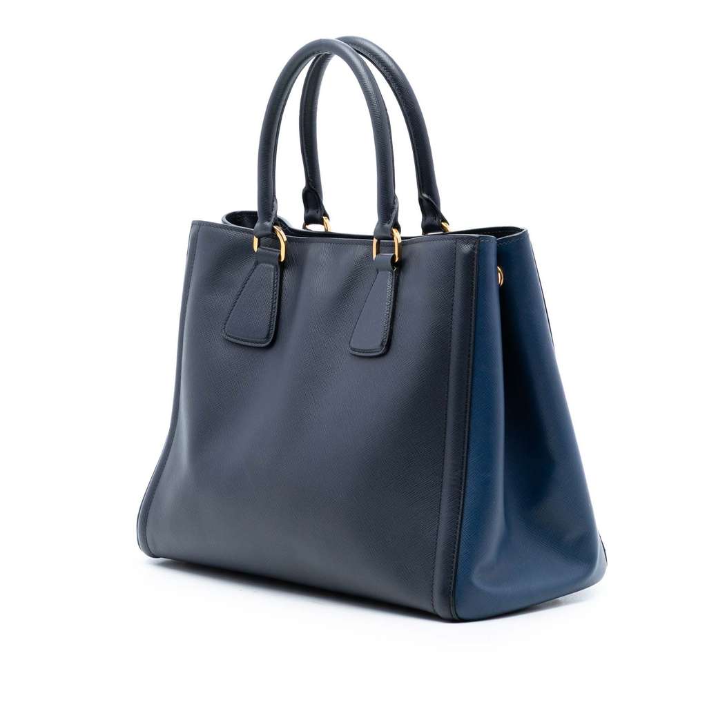 Prada Medium Bicolor Saffiano Lux Galleria Satche Blue Leather Good condition - Back View