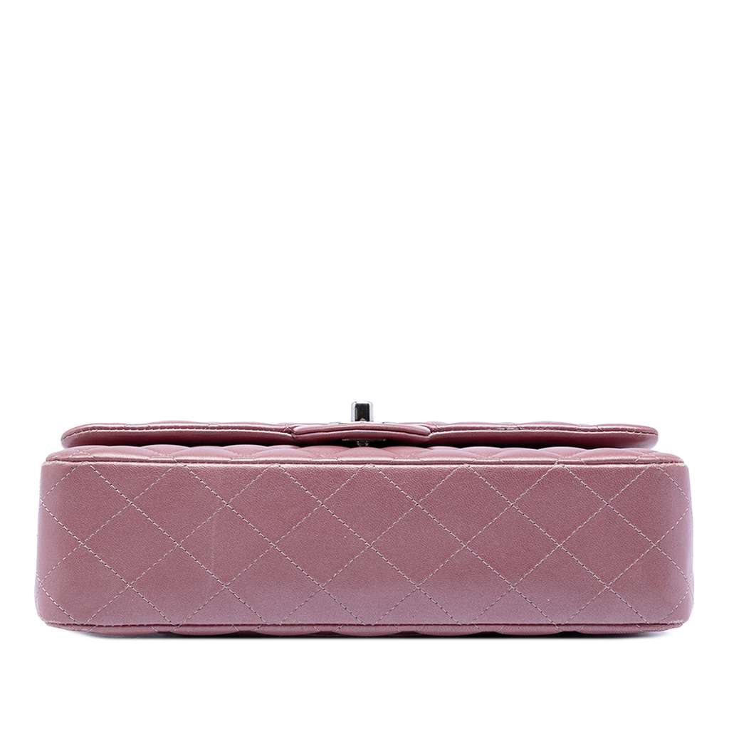 Chanel Medium Metallic Classic Lambskin Double Flap Pink Leather Good condition - Inside View