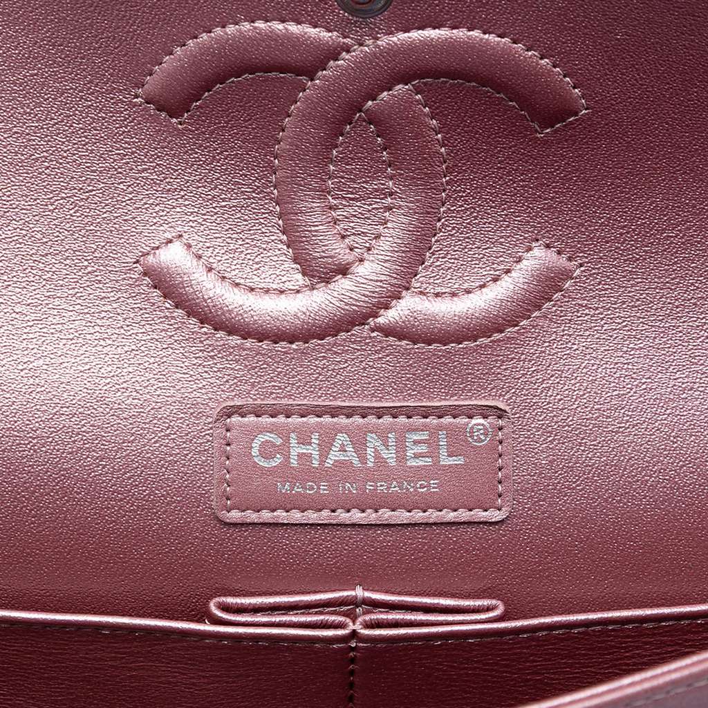 Chanel Medium Metallic Classic Lambskin Double Flap Pink Leather Good condition - Box View