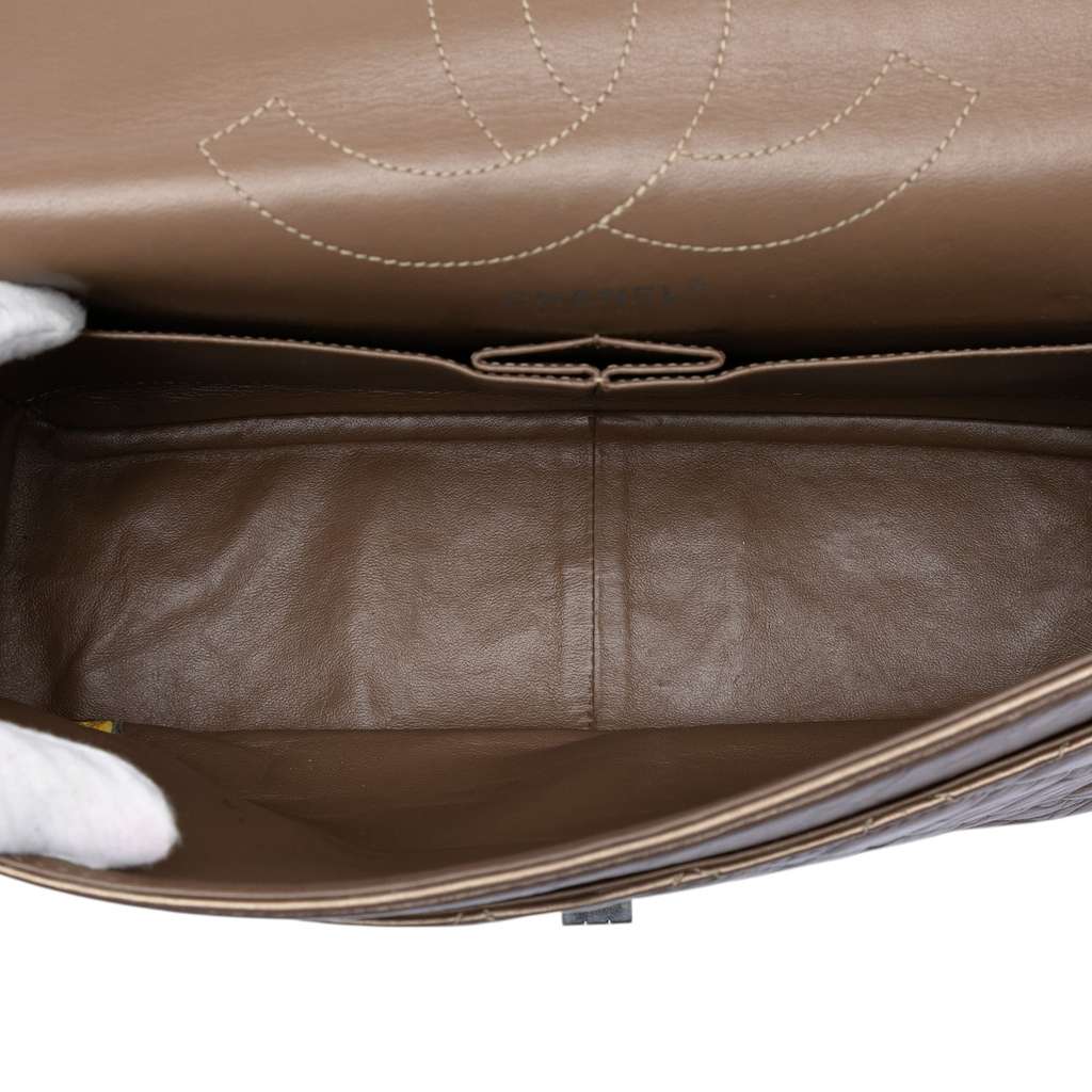 Chanel Metallic Aged Calfskin Reissue 2.55 Double Flap 227 Brown Leather Fair condition - Model View
