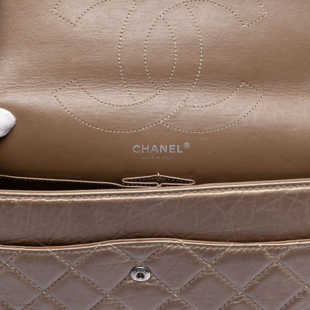 Chanel Metallic Aged Calfskin Reissue 2.55 Double Flap 227 Brown Leather Fair condition - Box View