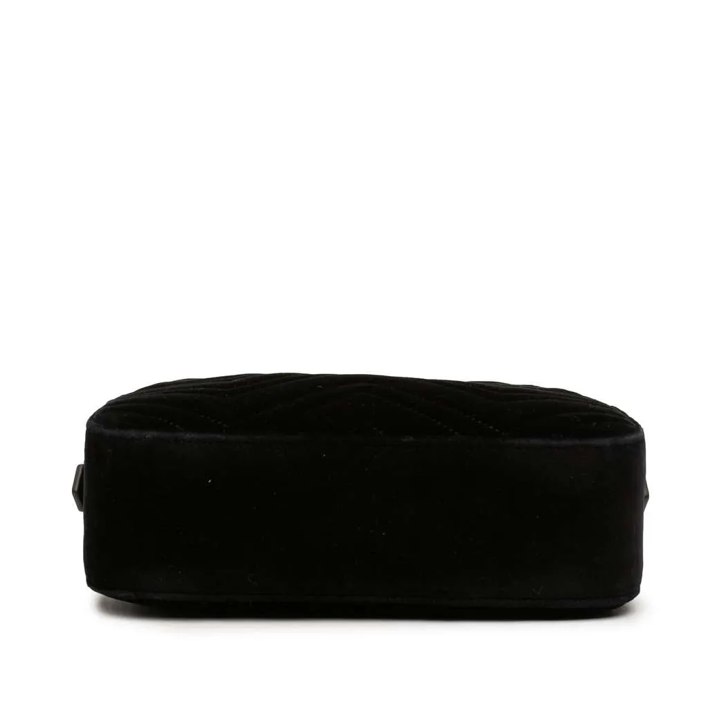Gucci Small GG Marmont Matelasse Velvet Crossbody Black Velvet Very good - Inside View