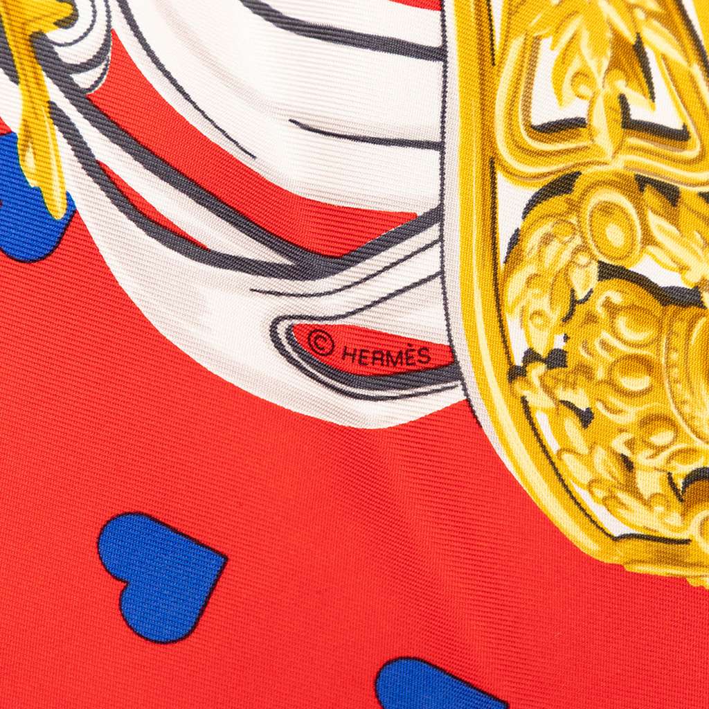 Hermès Brides de Gala Love Heart Silk Scarf 90 Red Silk Good condition - Box View