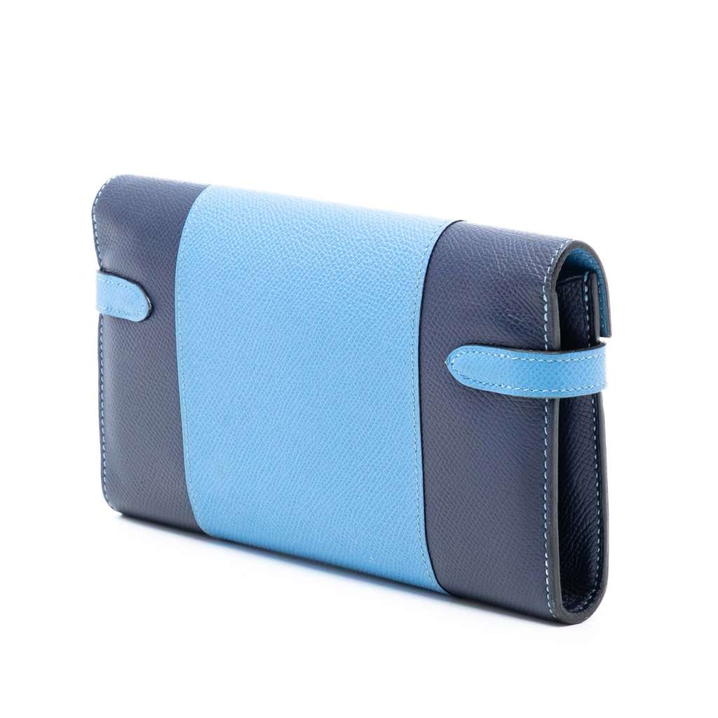 Hermès Bicolor Epsom Kelly Longue Wallet Blue Leather Good condition - Back View