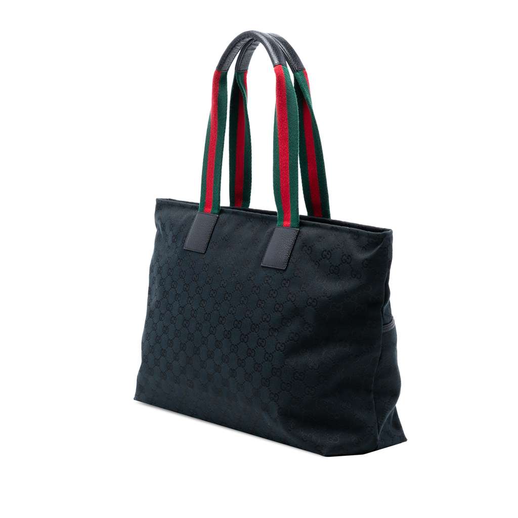 Gucci GG Canvas Web Tote Blue Canvas Good condition - Back View