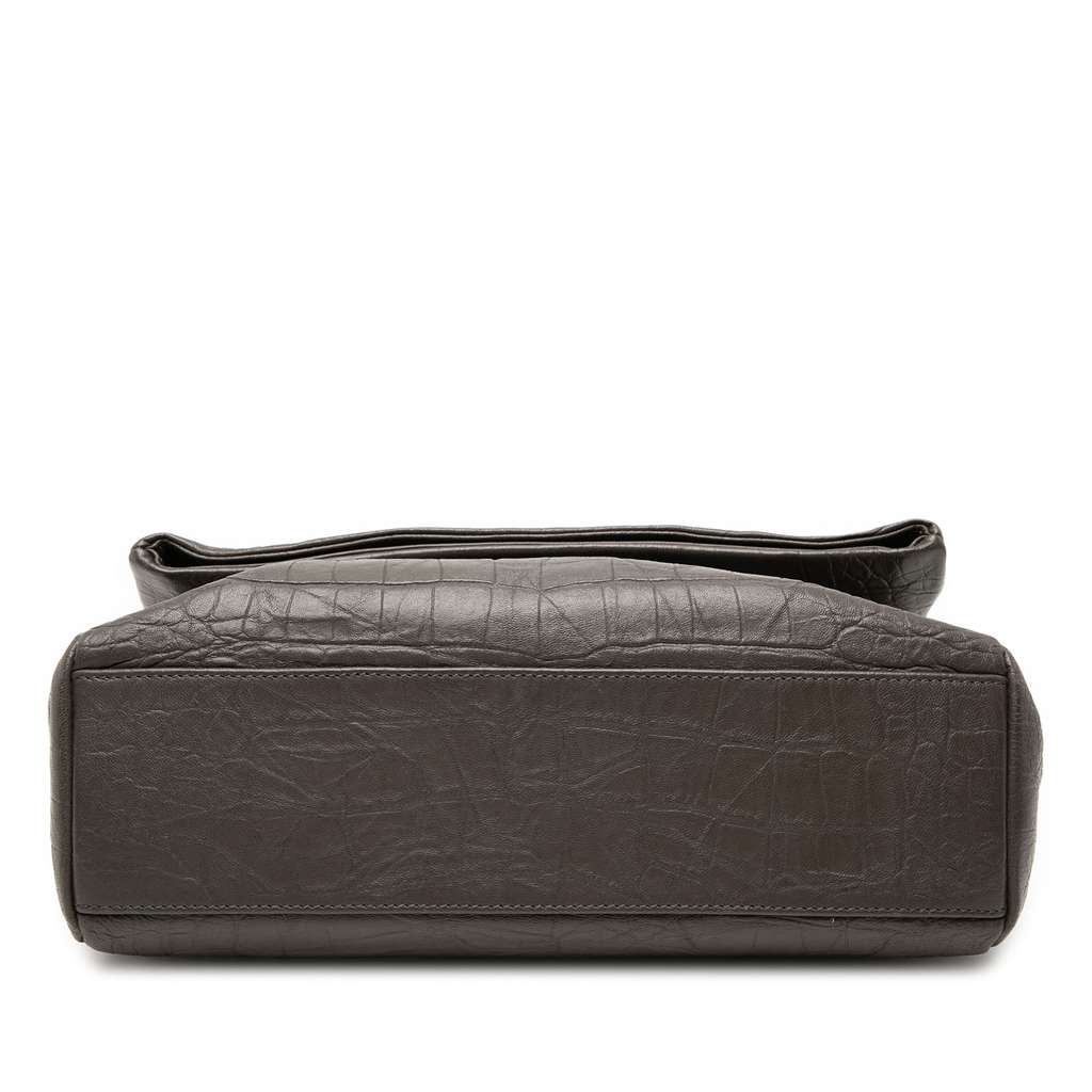 Saint Laurent Medium Croc Embossed Calfskin Monogram West Hollywood Crossbody Grey Leather Good condition - Inside View