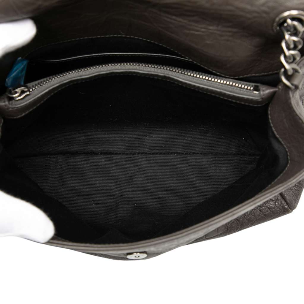 Saint Laurent Medium Croc Embossed Calfskin Monogram West Hollywood Crossbody Grey Leather Good condition - Model View