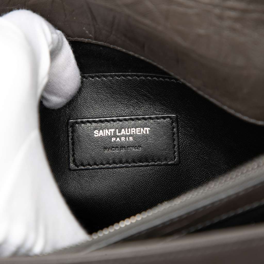 Saint Laurent Medium Croc Embossed Calfskin Monogram West Hollywood Crossbody Grey Leather Good condition - Box View