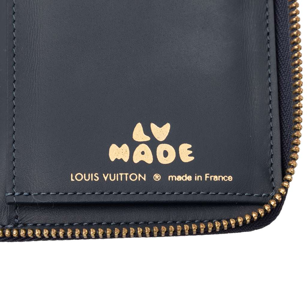 Louis Vuitton Nigo Monogram Denim and Taurillon Vertical Zippy Wallet Blue Denim Good condition - Box View