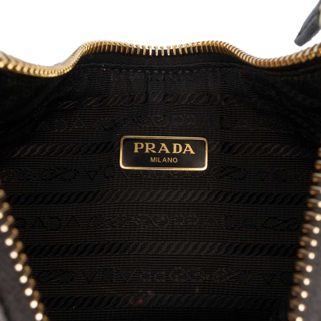 Prada Mini Saffiano Re Edition Shoulder Bag Black Leather Good condition - Box View