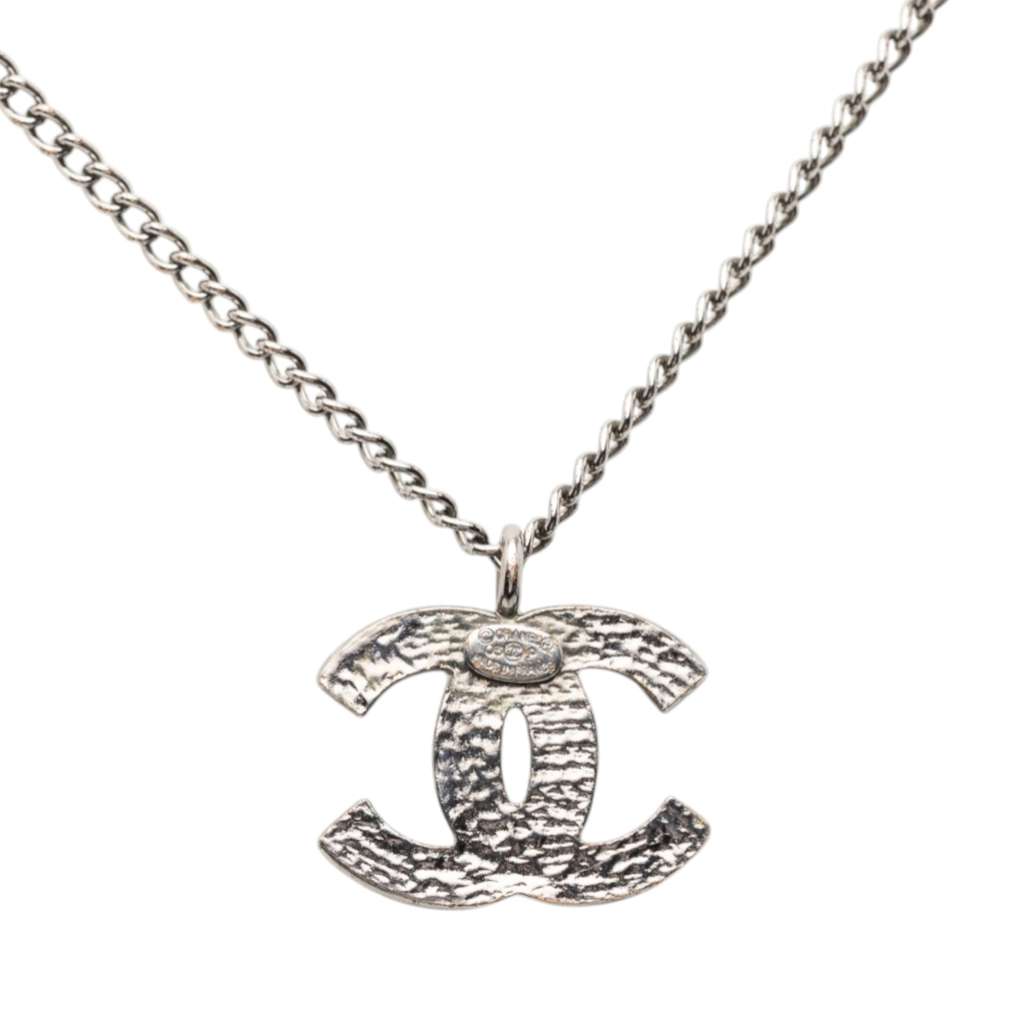 Chanel Ruthenium Plated CC Spiked Pendant Necklace Black Brass Good condition - Inside View