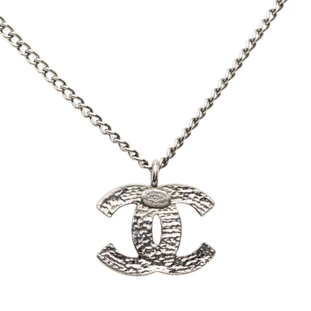 Chanel Ruthenium Plated CC Spiked Pendant Necklace Black Brass Very good - Inside View