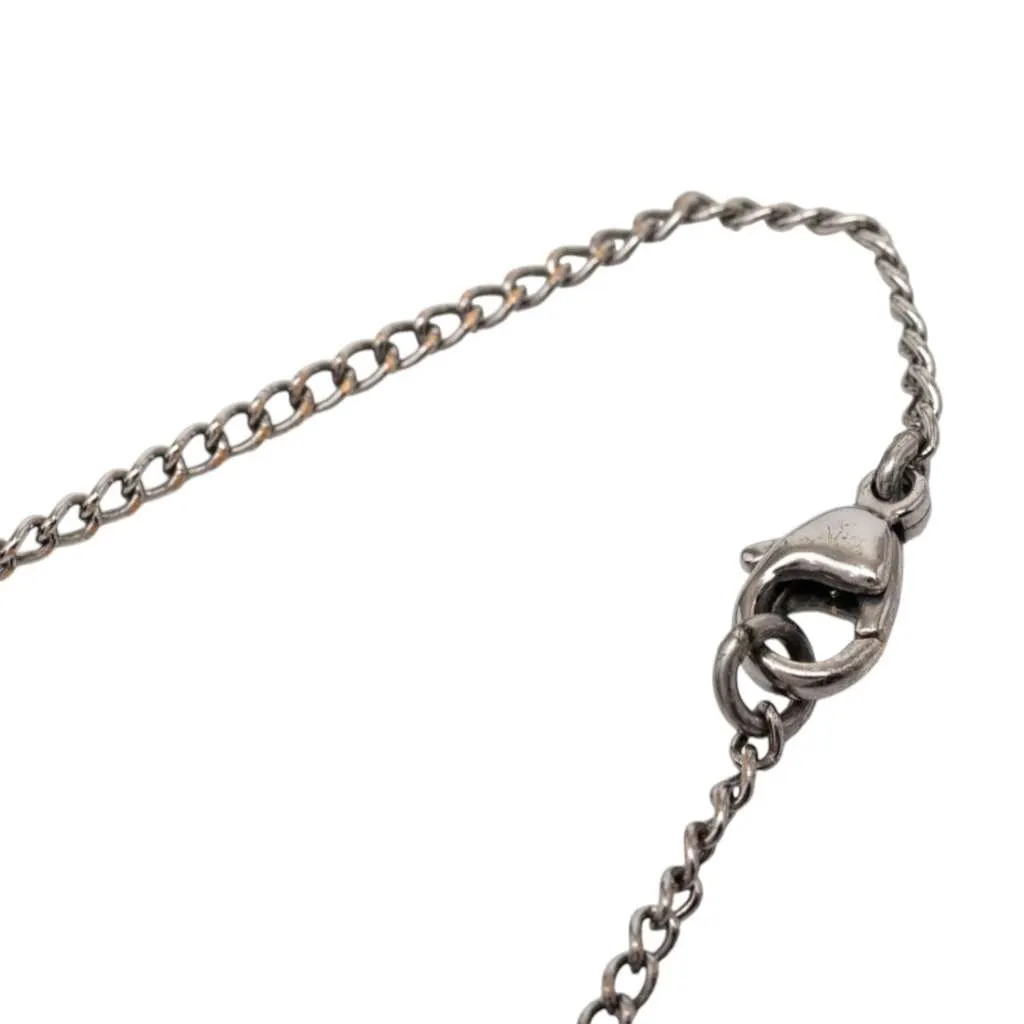 Chanel Ruthenium Plated CC Spiked Pendant Necklace Black Brass Very good - Model View