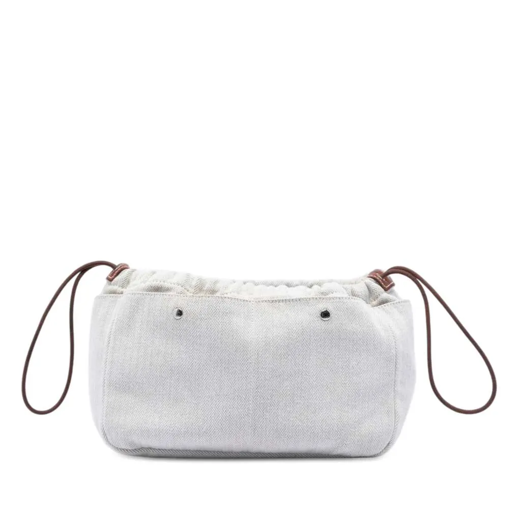 Hermès Canvas and Barenia Fourbi Pouch 25 Brown Canvas Very good - Front View