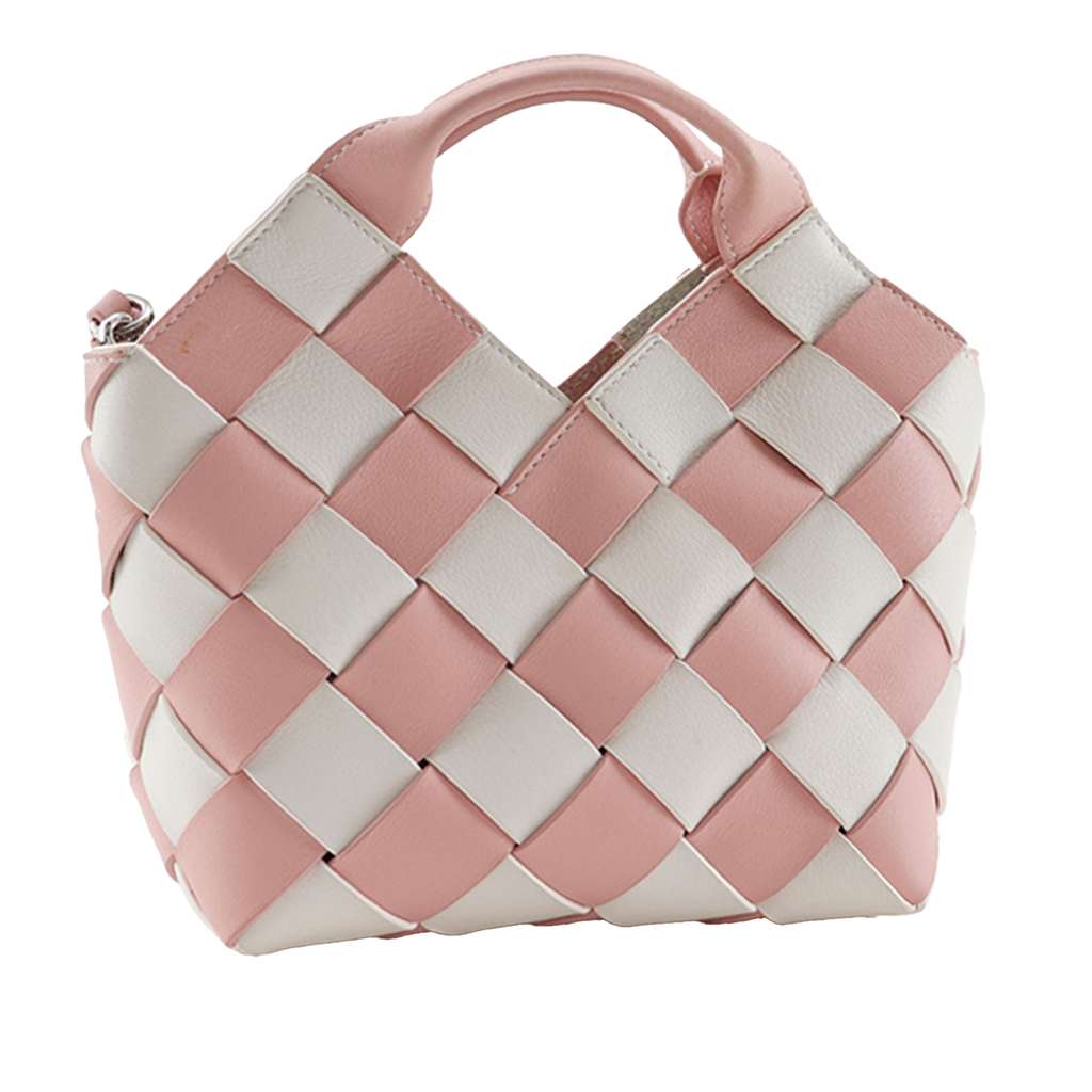 Loewe Mini Woven Calfskin Gingham Surplus Basket Bag Pink Leather Good condition - Inside View