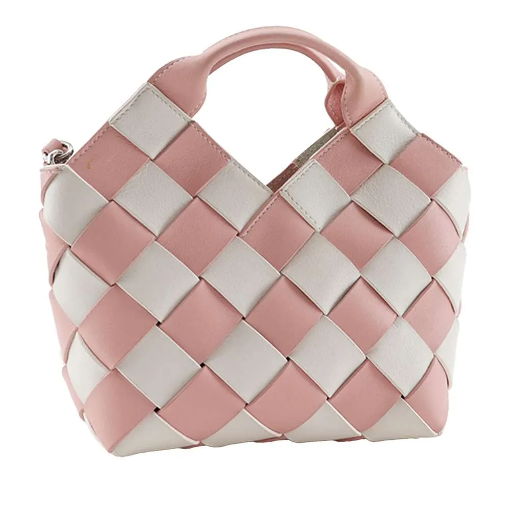 Loewe Mini Woven Calfskin Gingham Surplus Basket Bag Pink Leather Very good - Inside View