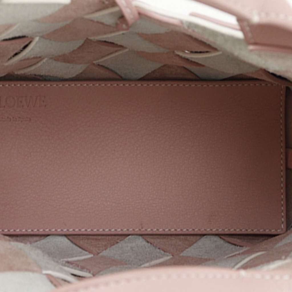 Loewe Mini Woven Calfskin Gingham Surplus Basket Bag Pink Leather Good condition - Model View
