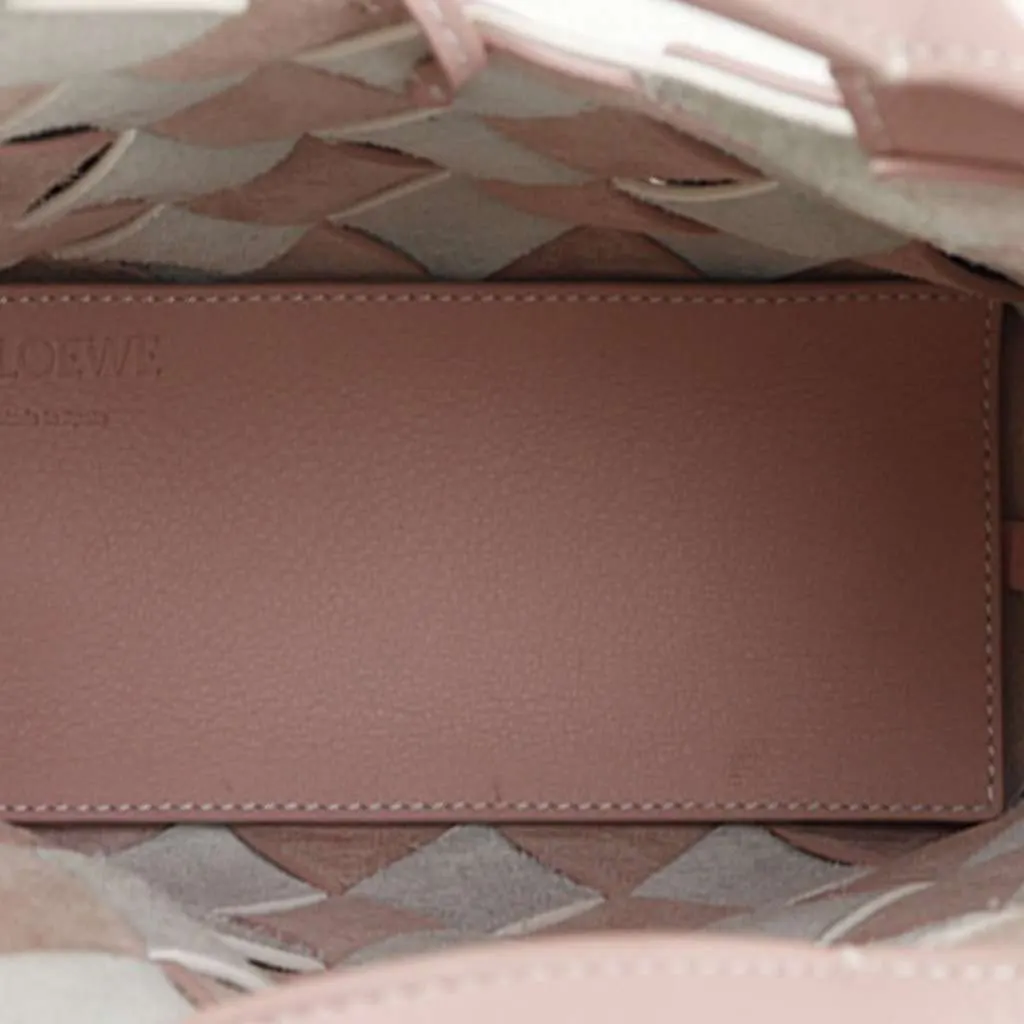 Loewe Mini Woven Calfskin Gingham Surplus Basket Bag Pink Leather Very good - Model View