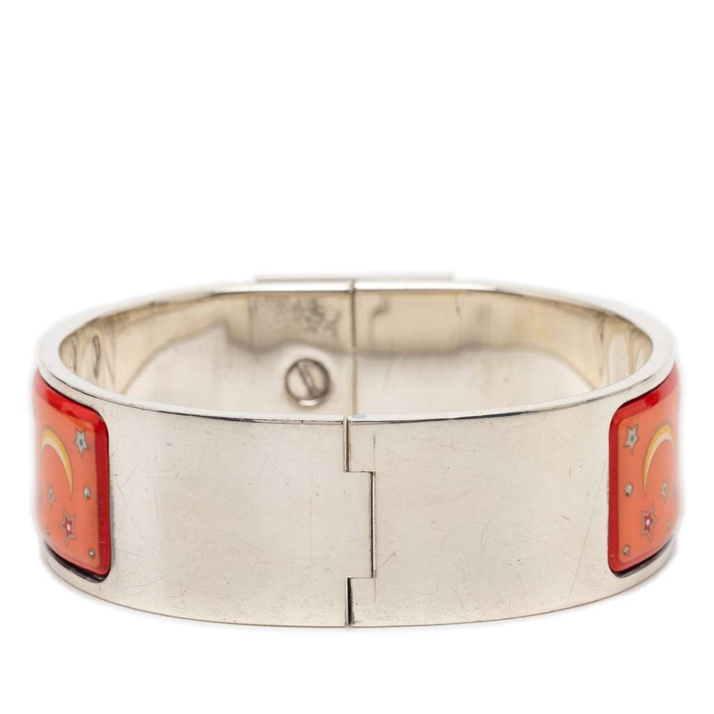 Hermès Wide Enamel Moon and Stars Loquet Bangle Orange Good condition - Inside View