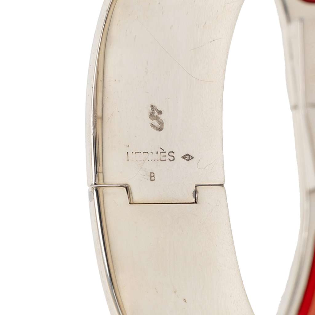 Hermès Wide Enamel Moon and Stars Loquet Bangle Orange Good condition - Model View